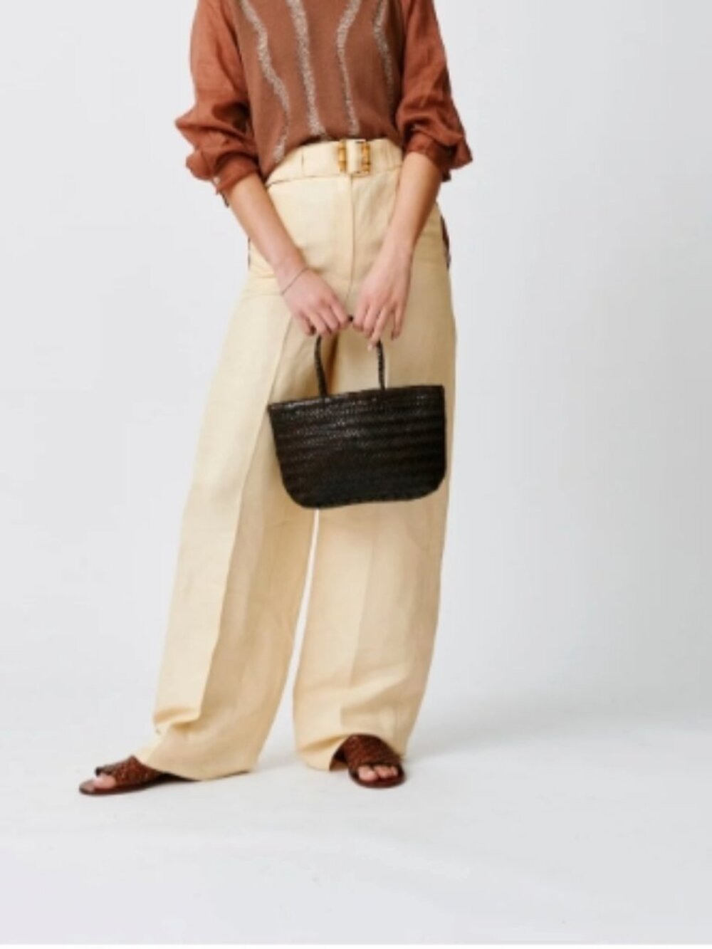 Dragon Diffusion Mini Flat Gora Dark Brown Basket Bag